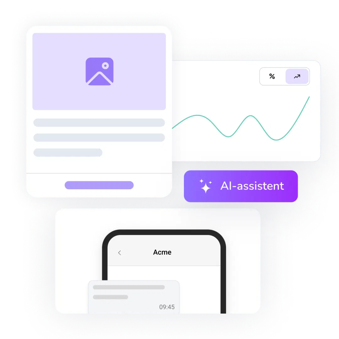 Screenshot van TopMessage's dashboard met verschillende pagina's en tools