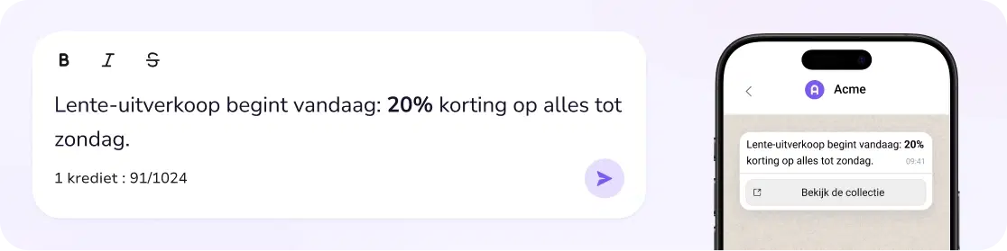 Campagnebericht voor de voorjaarsuitverkoop op een telefoon