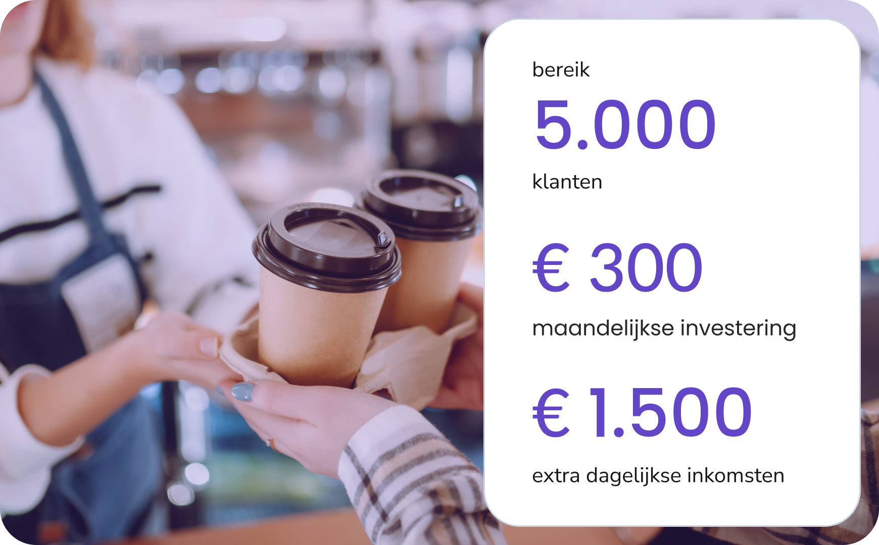 Cliente comprando café en una cafetería que logró resultados notables al enviar una campaña de WhatsApp con TopMessage