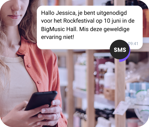 Sms-bevestiging verzonden naar contactpersoon voor succesvolle aankoop van festivaltickets