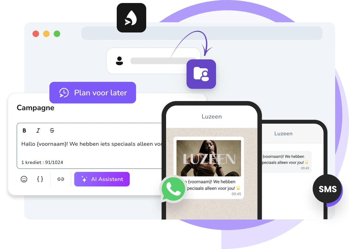 Screenshot van de TopMessage-app die het dashboard voor geautomatiseerde berichten toont.