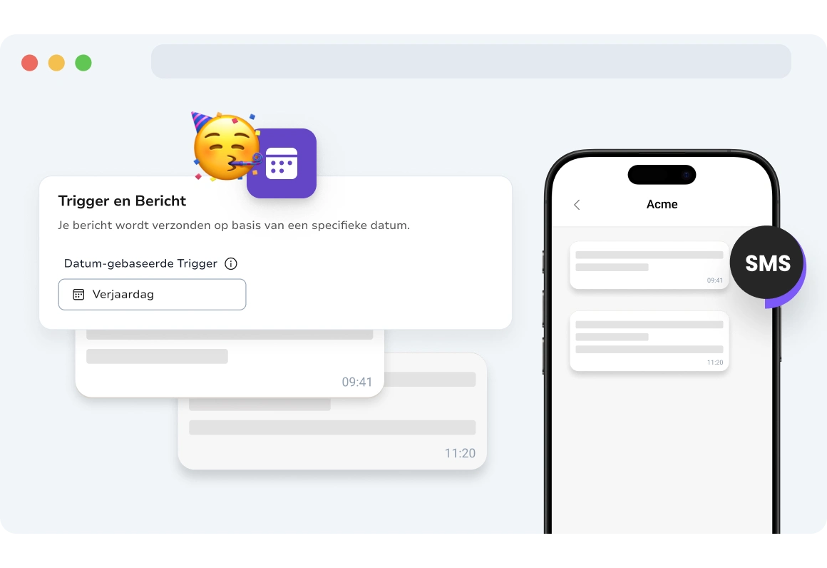 Screenshot van de pagina met datumgebaseerde sms-campagnes van TopMessage.