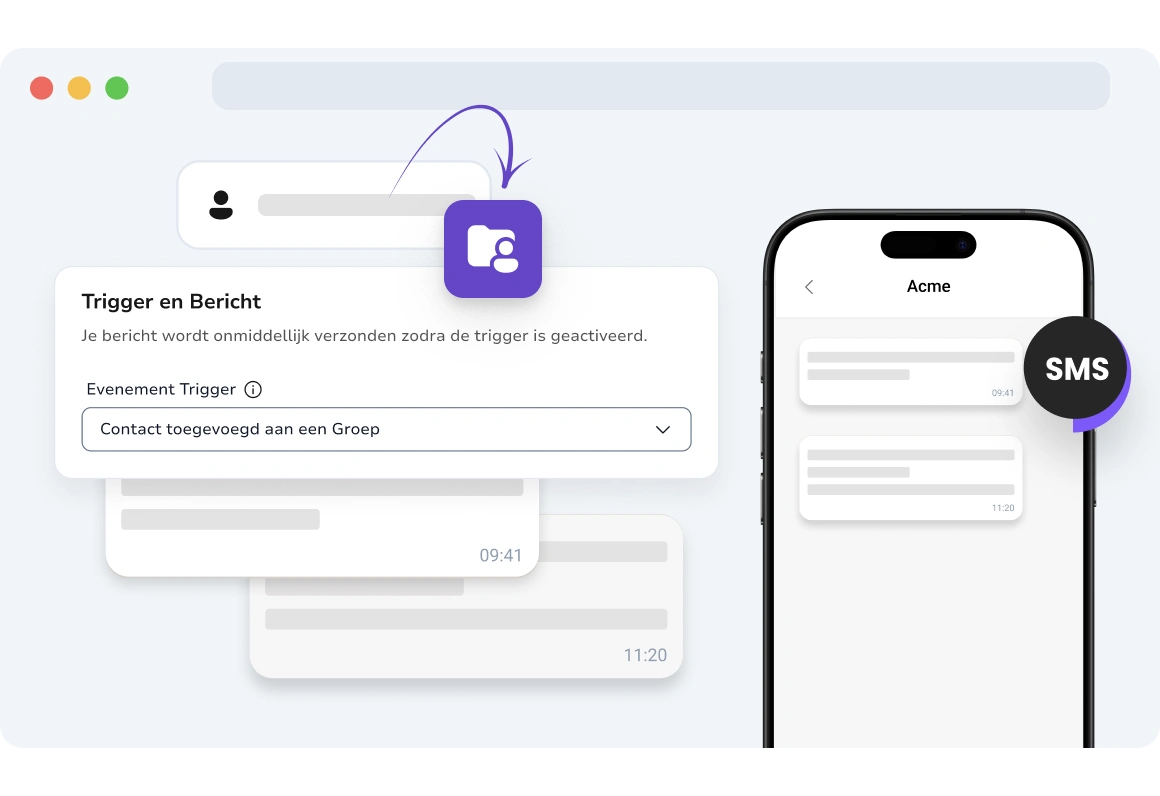 Screenshot van de pagina met gebeurtenisgebaseerde sms-campagnes van TopMessage.