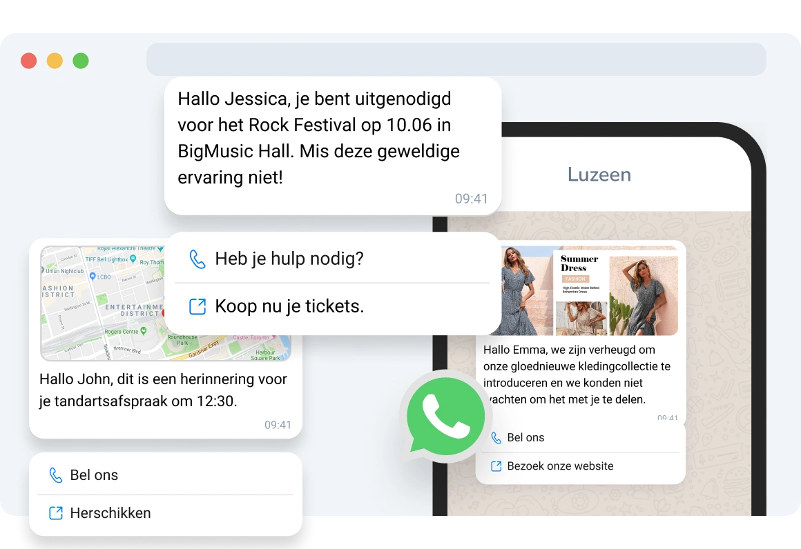 Ontvanger die een tekstbericht met interactieve knoppen bekijkt, waardoor snelle antwoorden en call-to-action-acties direct vanuit het bericht mogelijk zijn.