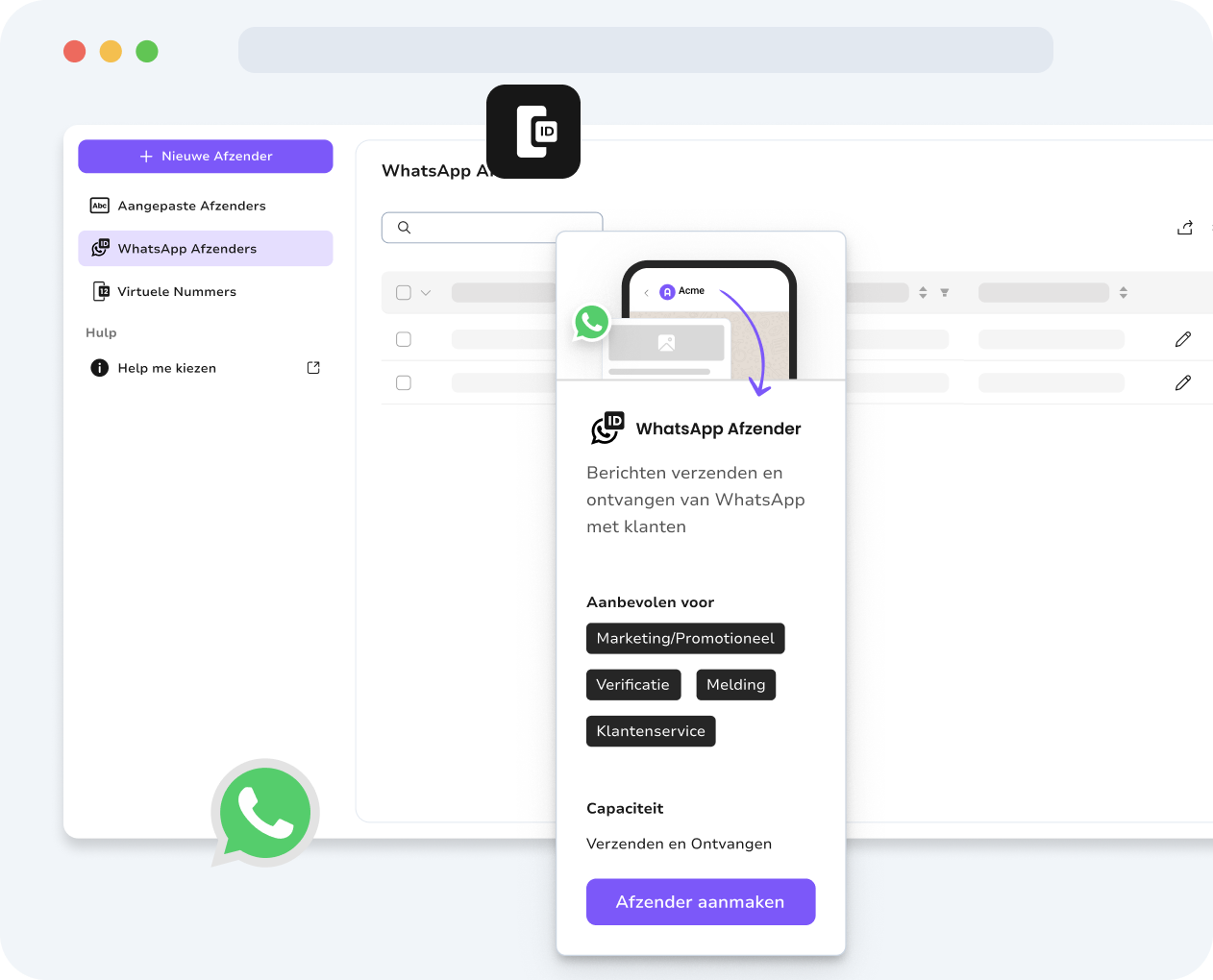 Voorbeeld van een WhatsApp-bericht met een herinnering voor de klant