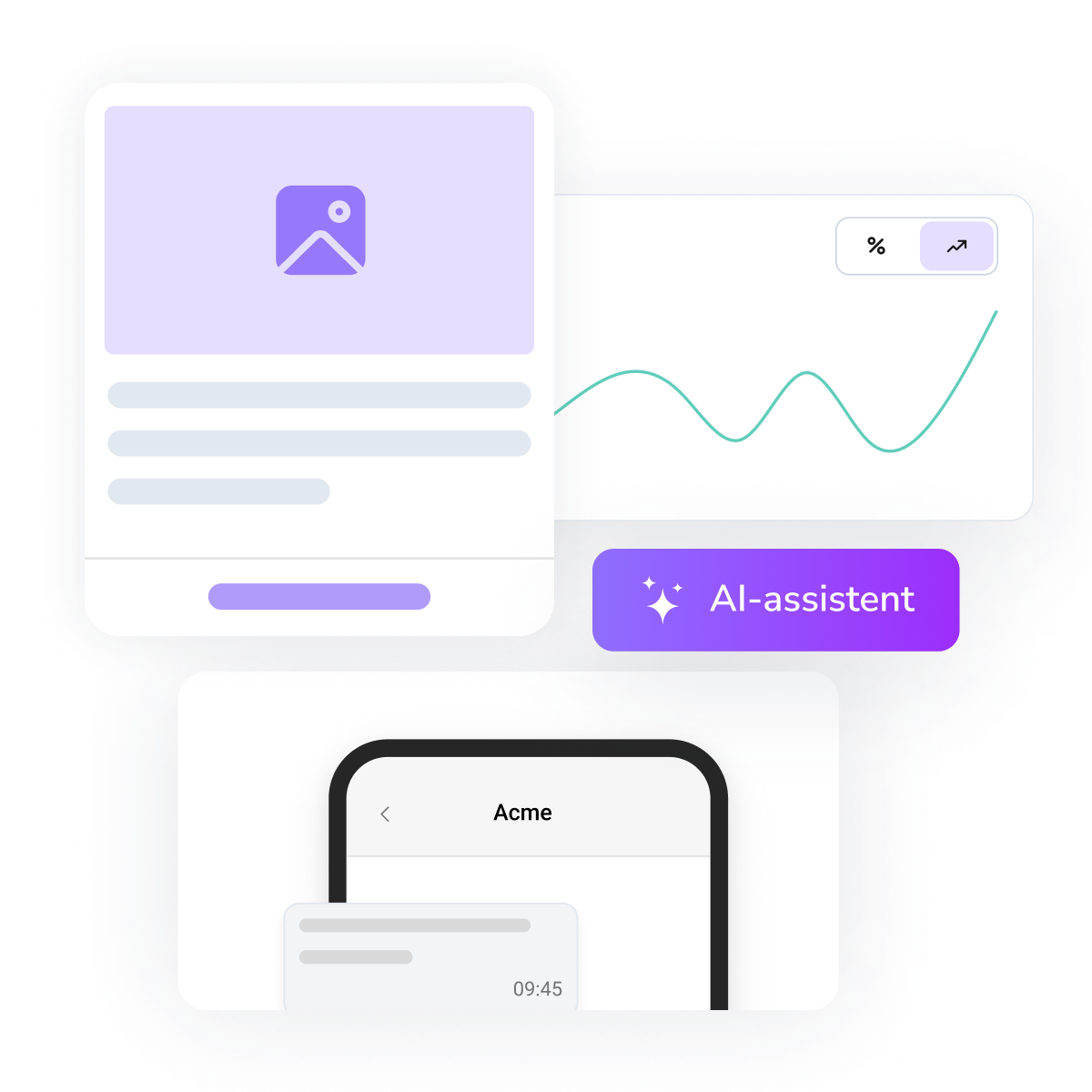 Screenshot van TopMessage's dashboard met verschillende pagina's en tools